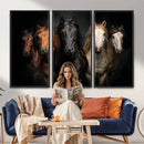 Horse Wall Art Canvas Print, Wild Horses Portrait Photography, Dramatic Equestrian Decor, Black Brown White Horse Herd, Rustic Ranch Art by MyGreatCanvas | Canvas Wall Art Prints | Photo Prints & Wall Decor