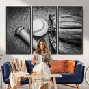 Vintage Baseball Glove and Bat Sports Wall Art Canvas,