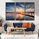Wooden Pier on Seascape and Sunset Wall Art Canvas Print by MyGreatCanvas | Canvas Wall Art Prints | Photo Prints & Wall Decor