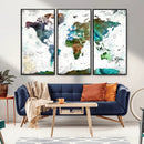 Modern Watercolor World Map Canvas Wall Art – Framed by MyGreatCanvas | Canvas Wall Art Prints | Photo Prints & Wall Decor