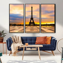 Paris Eiffel Tower Sunset Canvas Wall Art Print - Iconic