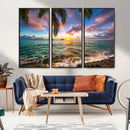Framed Tropical Sunset Art Canvas Print