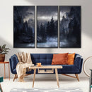 Night Landscape and Trees Wall Art Canvas Print
