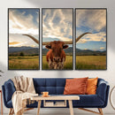 Texas Longhorn Canvas Wall Art – Majestic Triptych Animal by MyGreatCanvas | Canvas Wall Art Prints | Photo Prints & Wall Decor