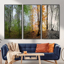 Four Seasons Wall Art Forest Canvas Print – Triptych