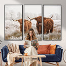 Longhorn Cattle Wall Art Canvas Print, Framed Farmhouse