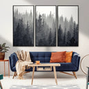 Misty Forest Canvas Wall Art – Monochrome Triptych Pine Tree by MyGreatCanvas | Canvas Wall Art Prints | Photo Prints & Wall Decor