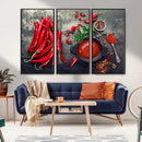 Red Chili Peppers Wall Art Kitchen Artwork Canvas Print