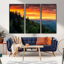 Forest Landscape Wall Art Sunset Canvas, Forest Sunset