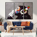 Dj Monkey Listening to Music Wall Art Print | Banksy Monkey by MyGreatCanvas | Canvas Wall Art Prints | Photo Prints & Wall Decor