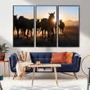 Horse Herd Wall Art Animal Canvas Print