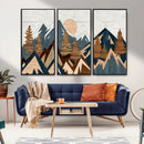Abstract Wood Panel Effect Mountain Range Top Wall Art