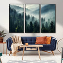 Captivating Misty Forest Wall Art Premium Canvas Print a