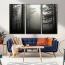 Misty Forest Wall Art Premium Canvas Print a Foggy and