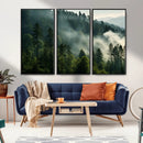 Misty Forest Wall Art Premium Canvas Print a Foggy and