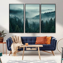Captivating Misty Foggy Forest Wall Art Premium Canvas Print