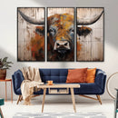 Scottish Highland Cow Cattle Art Print on Wood Style by MyGreatCanvas | Canvas Wall Art Prints | Photo Prints & Wall Decor
