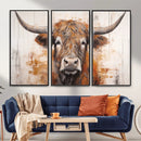 Vintage Scottish Highland Cow Cattle Art, Scottish Highland