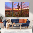 Arizona Desert Wall Art Canvas Print - Framed Deser Sunset