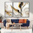 Gold Waves on Pure White Canvas – Gold Abstract Art for
