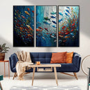 Modern Abstract Fish Shoal Wall Art Canvas Print, Colorful