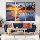 Serene Beach Sunset Wall Art Canvas- Coastal Seascape Print