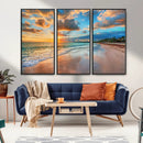 Serene Beach Sunset Wall Art | Coastal Ocean Canvas Print |