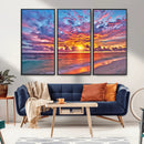 Vibrant Sunset Beach Wall Art - Ocean Sunset Canvas Print |