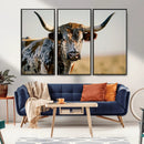 Texas Bull Longhorn Wall Art Canvas Print for Farm House