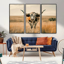 Texas Cow Longhorn Wall Art Canvas Print for Farm House Wall