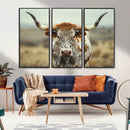 Texas Cow Longhorn Wall Art Canvas Print for Farm House Wall