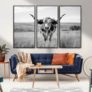 Texas Cow Longhorn Wall Art Canvas Print for Farm House Wall