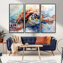 Watercolor Sea Turtle Wall Art Canvas Print - Vibrant Ocean