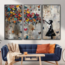 Banksy Wall Art - Banksy Girl and Butterfly Explosion Wall