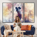 Abstract Watercolor Golf Player Wall Art Canvas Print