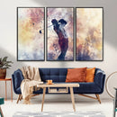 Abstract Watercolor Golf Player Wall Art Canvas Print