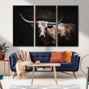 Texas Longhorn Wall Art Canvas Print | Western Ranch Decor |