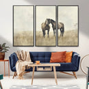 Chines Style Grunge Horses Wall Art Canvas Print