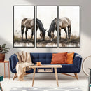 Chines Ink Style Horses Wall Art Canvas Print