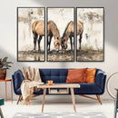 Vintage Horses Wall Art | Ready to Hang and Framed Triptych by MyGreatCanvas | Canvas Wall Art Prints | Photo Prints & Wall Decor