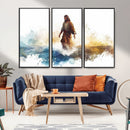 Watercolor Jesus Walking Wall Art Print, Jesus Water Canvas