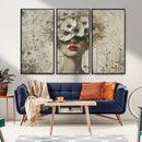 Abstract Floral Women Patel Wall Art Canvas Print