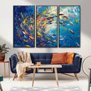Colorful Swirling Fish School Wall Art Canvas Print |