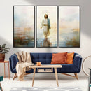 Framed Jesus Walking on Water Wall Art - 3-Panel Christian