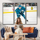 San Jose Sharks Ice Hockey Player Wall Art Canvas Print