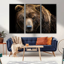 Grizzly Brown Bear Canvas Wall Art, Wildlife Animal Canvas