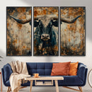 Longhorn Wall Art – Rustic Western Bull Canvas Print, Modern