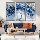 Blue and Gold Abstract Tree Wall Art Canvas Print | Modern