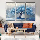 Abstract Blue Tree Art Canvas Print, Majestic Tree Wall Art
