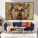 Wood Abstract Deer Wall Art | Rustic Wildlife Canvas Print |